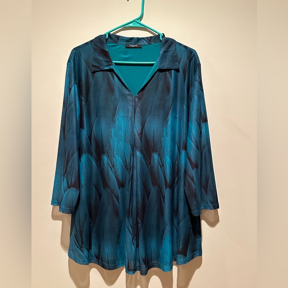 Teal Patterned Women's Top